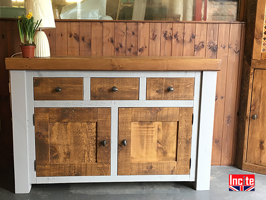 Chunky Painted and Plank Pine Sideboard