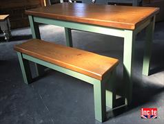 Plank Pine Table with Painted Legs