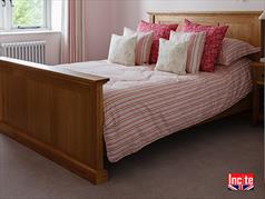 British Handmade Bespoke Oak Panelled Bed By Incite Interiors in Derbyshire, Incite Interiors Specialise In Making Oak, Walnut, Beech,Pine And Painted Bedroom , Dining Room, Lounge, Kitchen, Bathroom And Hall Furniture 