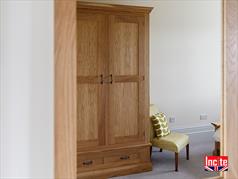 Bespoke Oiled Oak Combination Wardrobes - hanging, shelves and drawer