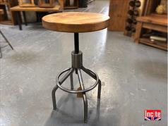 Industrial Swivel Stool With Plank Pine Top