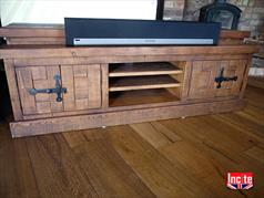 Plank Rustic Pine Wide and Low Television Cabinet
