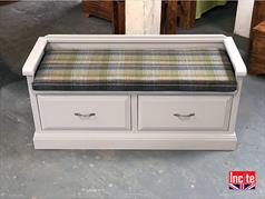 Handmade Painted Oak Hall Seat with Under Shoe Storage