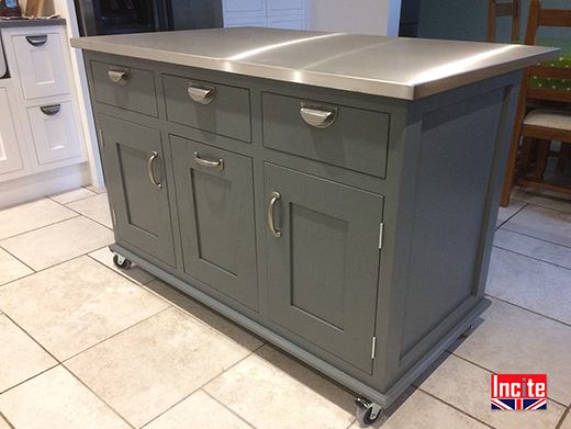 Custom Made Mobile Painted Kitchen Island 
