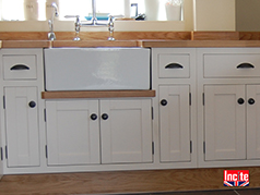 Custom Handmade Bespoke Kitchen By Incite Interiors Of Derbyshire Close Up Showing The Shaker Style Of Doors and Drawers  