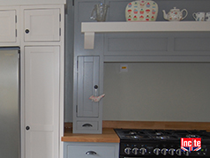 Custom Made Bespoke Kitchen By Incite Interiors Of Derby Manor House Gray Range Cooker Unit Contrasting The Pavilion Gray Painted Run Of Corner Units