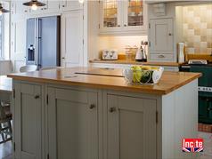 Handmade Painted Kitchen Island with Solid Natural Oak Work Surface 