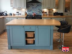 British Hand Painted Custom Made Kitchen Island, Bespoke Painted Kitchen Furniture Handmade By Incite Interiors in our Derbyshire based Mill Workshops 