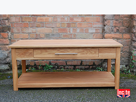 Oak Coffee Table With Side Drawer