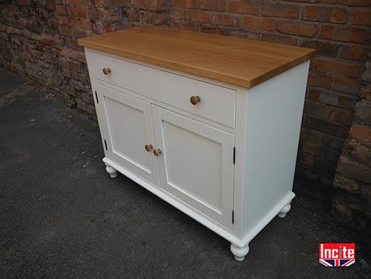 Painted and Oak 2 Door 1 Drawer Cabinet