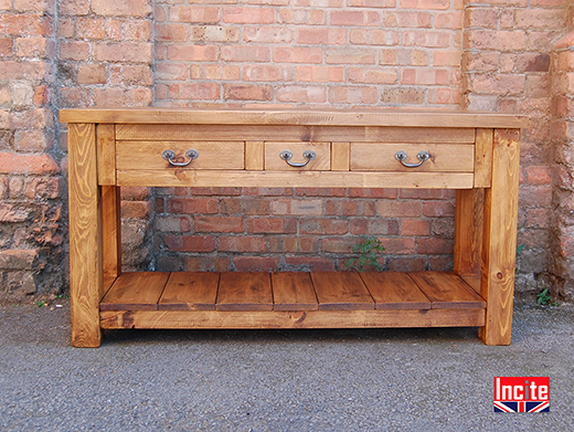 Solid Plank Pine Console Table with Drawers