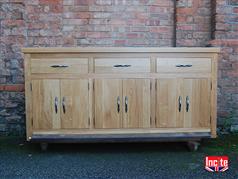 Handmade Bespoke Oak Sideboard with 3 Double Doors and 3 Drawers Above Handmade Bespoke Custom made wooden Furniture By Incite Interiors Derbyshire
