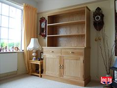 Handmade bespoke Oak 2 Door 2 Drawer Open Bookcase Top Dresser