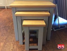 Painted and Oak Nest of 3 Stacking Tables