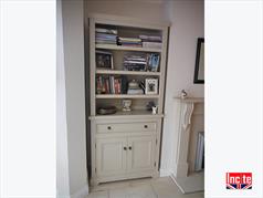 Painted Fitted Bookcase With Storage Cupboard in Alcove