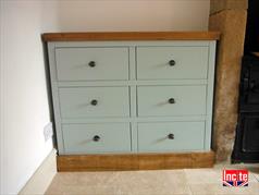 Handmade Custom Painted With Rustic Plank Pine Top Drawer Unit