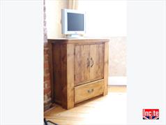 Plank Pine TV Media Unit With 2 Tongue & Groove Doors and Drawer