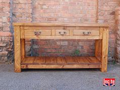 Rustic 5ft Wide Console Table With 3 drawers