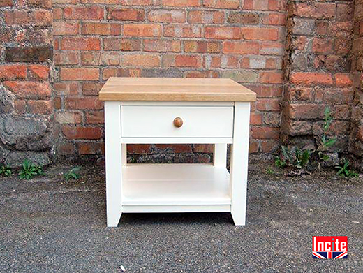 Painted With Oak Top Side Table
