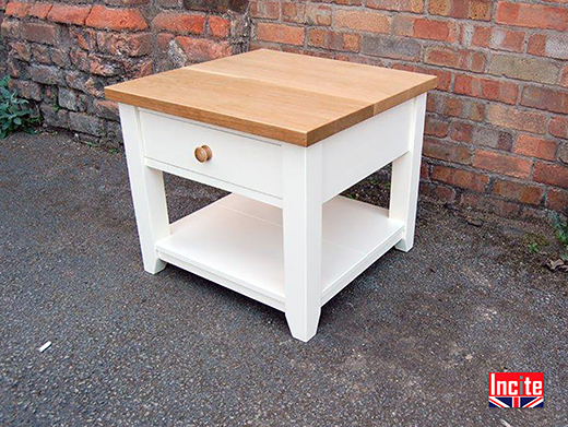 Custom Made Painted and Solid Oak Lamp Table 