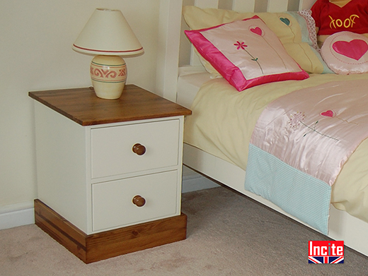 Painted And Solid Pine Bedside Cabinet