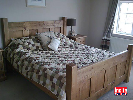 Solid Wooden Custom Made Panel Bed 