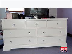 Painted White Chest Of Drawers With Lead Crystal Drawer Knobs
