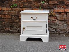 Handmade White Painted squat bedside cabinet