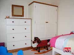 Handmade Painted and Solid Pine Wardrobe with Drawer