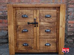 Rustic Chunky Pine Sideboard with Dummy Drawer front Doors
