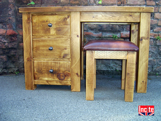Rustic Pine Single Pedestal Dressing Table