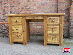 Handmade Wooden Double Pedestal Dressing Table 