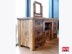 Rustic Plank Pine Dressing Table with Mirror