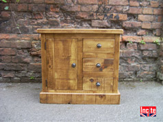 Rustic Plank Pine Combination Bedside Cabinet