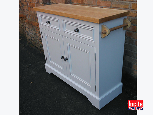 Painted and Oak Kitchen Cabinet 