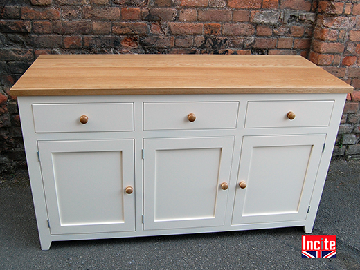 Painted Shaker Style Sideboard with Oak Top