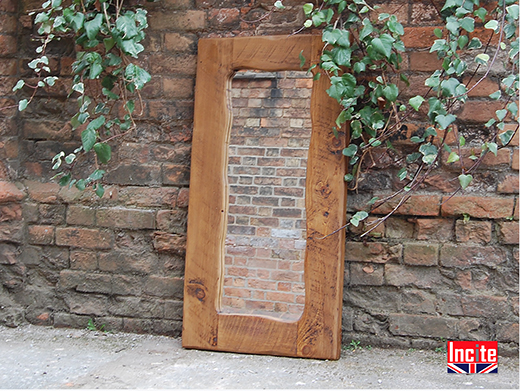 Handmade Rustic Plank Mirror With Wavy Edge 