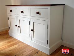 British Handmade Custom Built Painted Farrow And Ball Lancaster Yellow With Oak Glazed dresser Handmade By Incite Interiors Derbyshire, Oak Walnut, Beech And Pine And Painted Bedroom, Dining, Lounge, Kitchen, Bathroom, Hall And office furniture