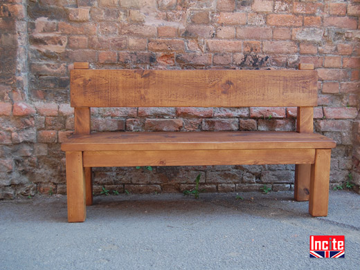 Plank Pine Bench with Back Support