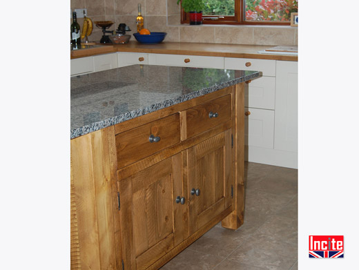 Solid Wooden Kitchen Island with Granite Top