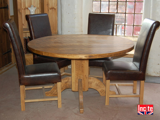 Chunky Solid Pine Round Pedestal Table