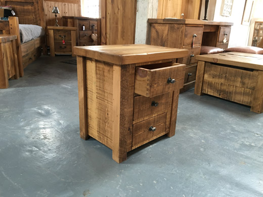 British Made Plank Pine 3 Drawer Bedside Cabinet