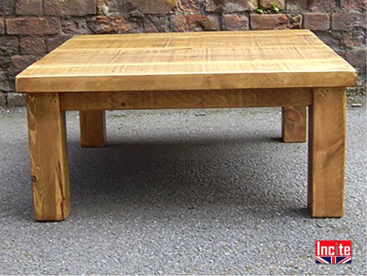 Rustic Plank Pine Coffee Table 2" Top and 4" legs 