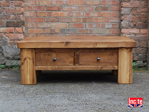 Chunky Pine Coffee Table with Drawers