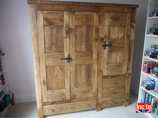 Plank Pine Wardrobe And Drawer Combination