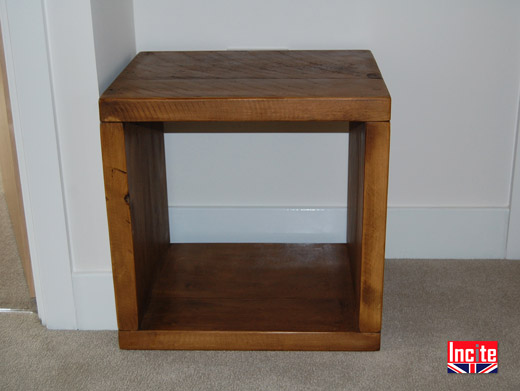 Solid Plank Pine Cube Side Table