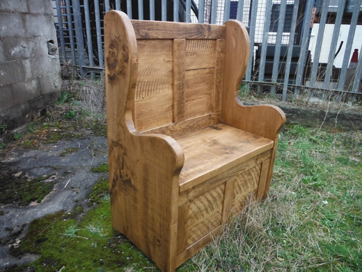 Solid Pinewood Monks Bench With Arms