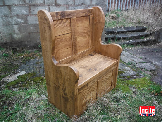 Solid Pine Monks Bench With Arms