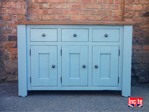 Rustic Pine Painted Blue Cabinet