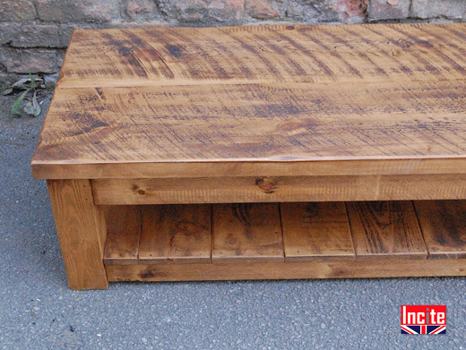 Rustic Pine Shelved Occasional Table 